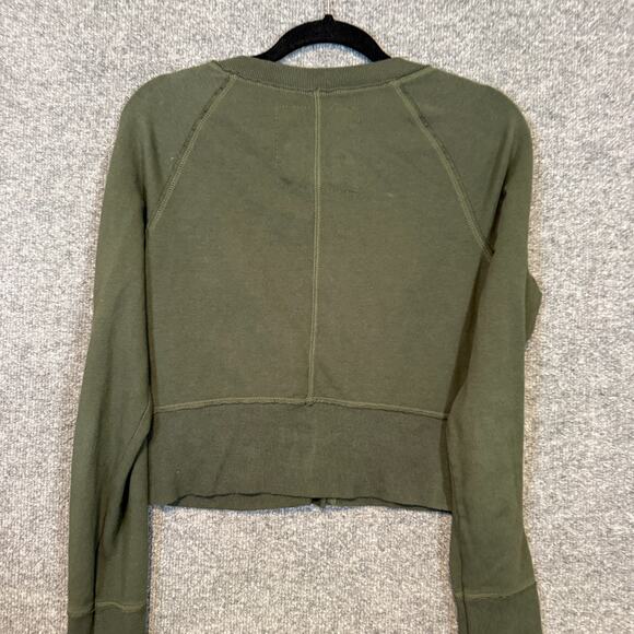 American Eagle Sweater Women Large Green Cardigan Button Front Crop Y2K Vintage - Picture 4 of 11